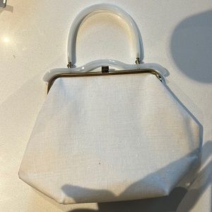 canvas linen lucite iridescent vintage bag